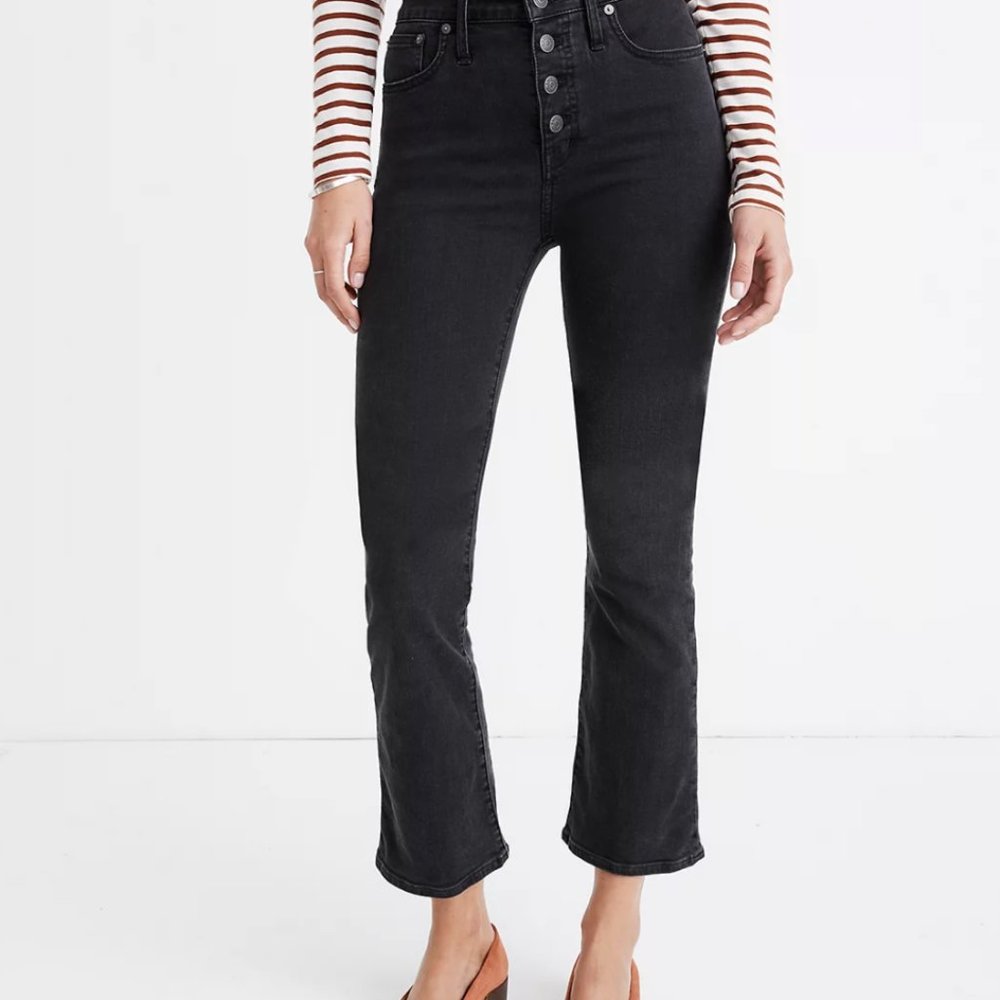 SOLD Cali Demi-Boot Jeans Button-Front Washed Black